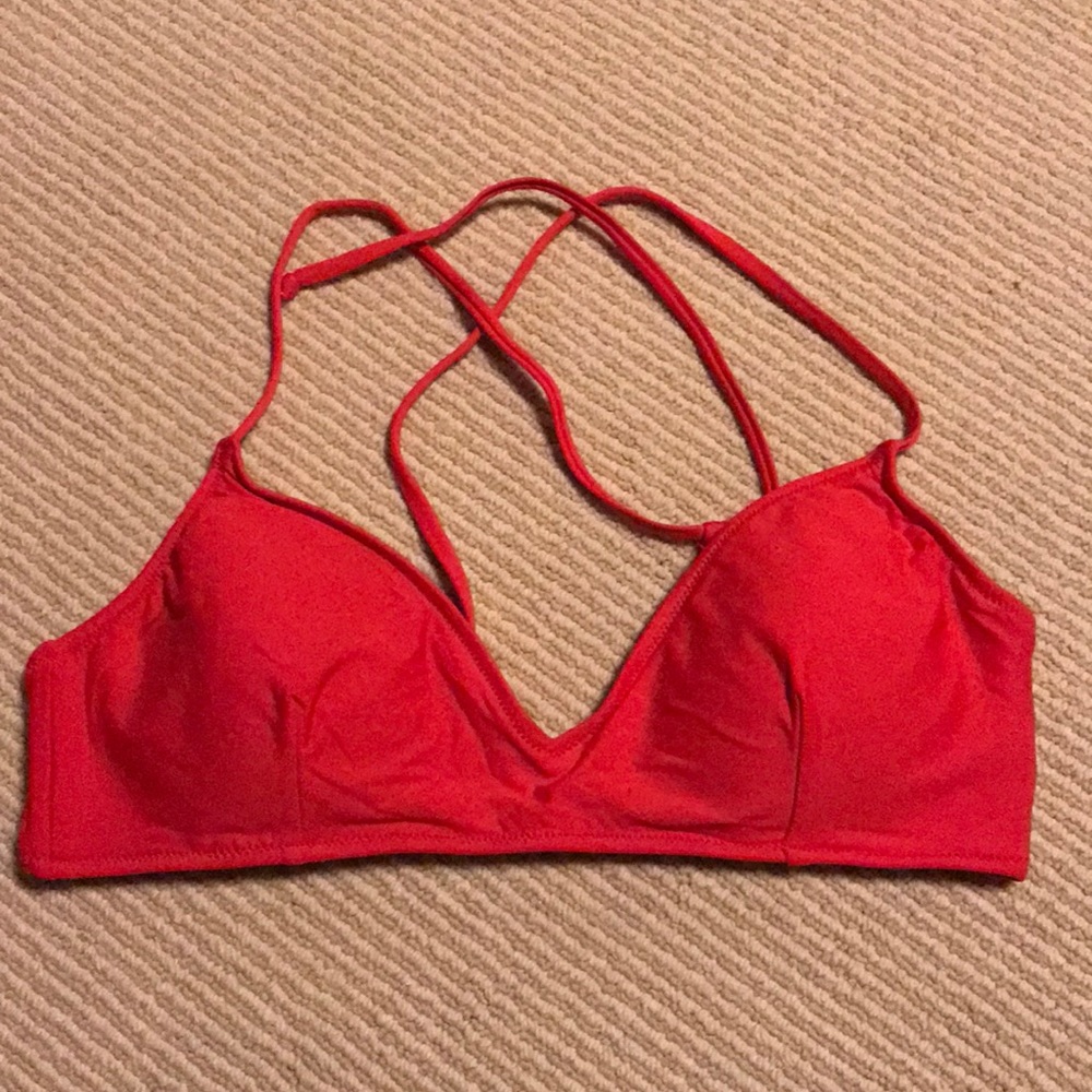 J Crew French cross-back bikini top Belvedere red.